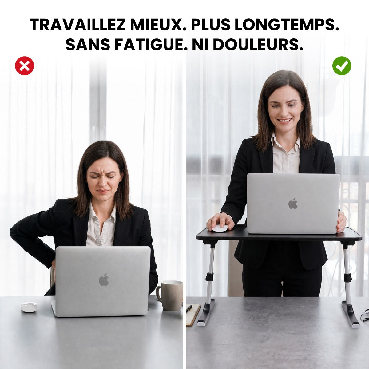 Airdesk® Table de télétravail pliante ergonomique