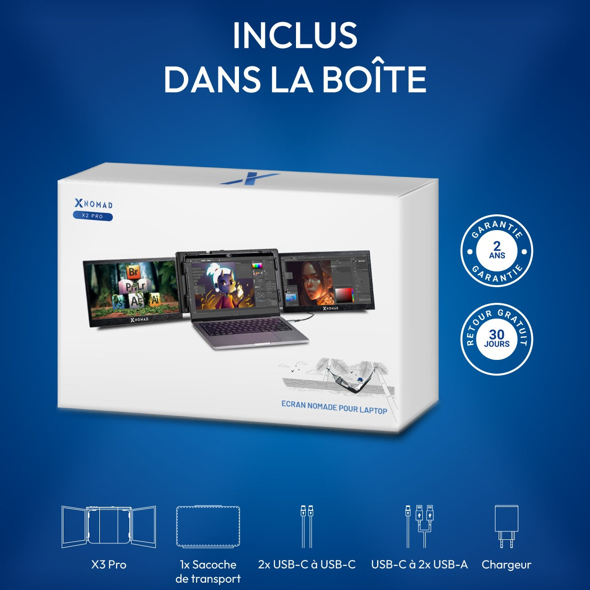 X3 Pro® Double Écran Portable 13,3" - Confort & Productivité