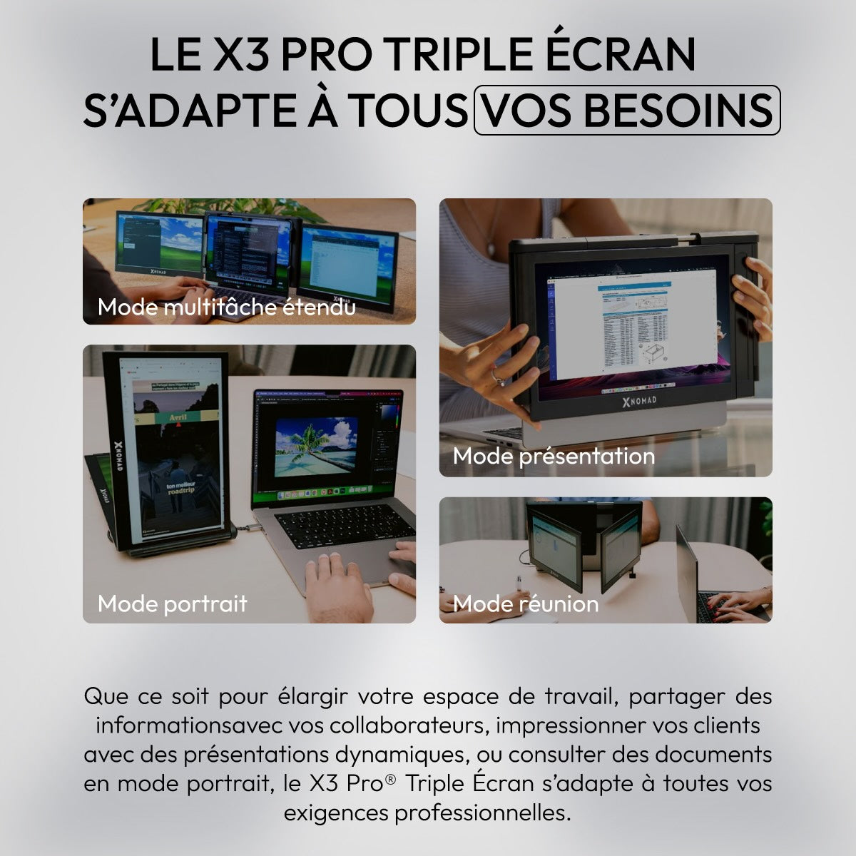 X3 Pro® Double Écran Portable 13,3" - Confort & Productivité