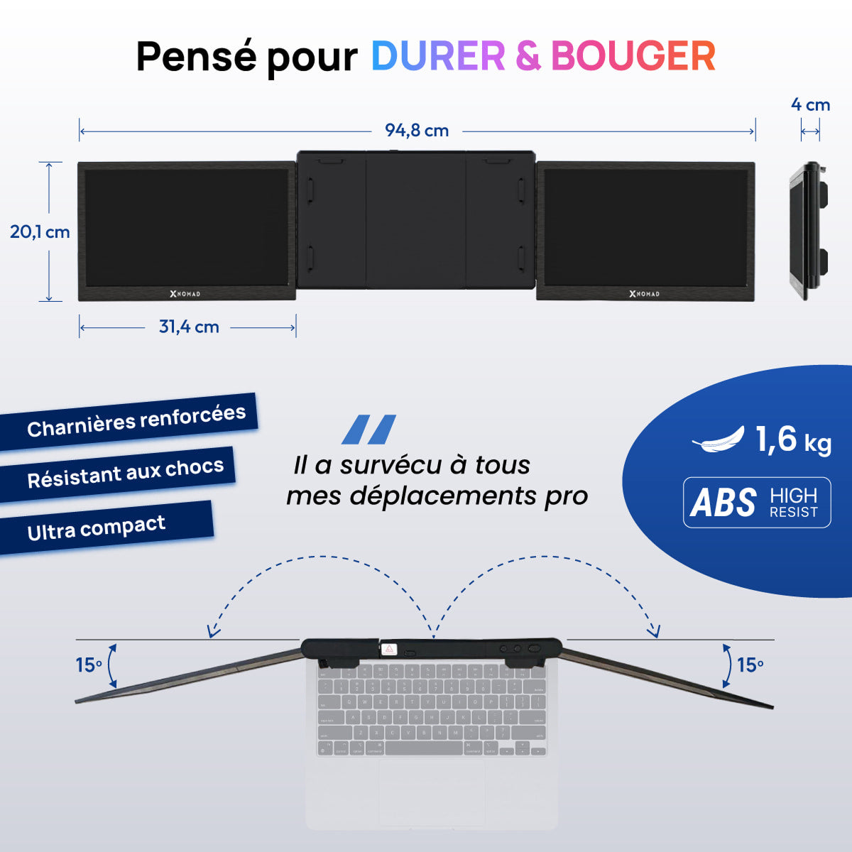 X3 Pro® Double Écran Portable 13,3" - Confort & Productivité.