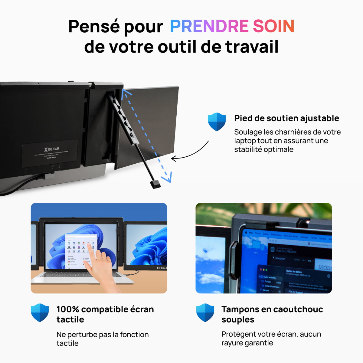 X3 Pro® Double Écran Portable 13,3" - Confort & Productivité.