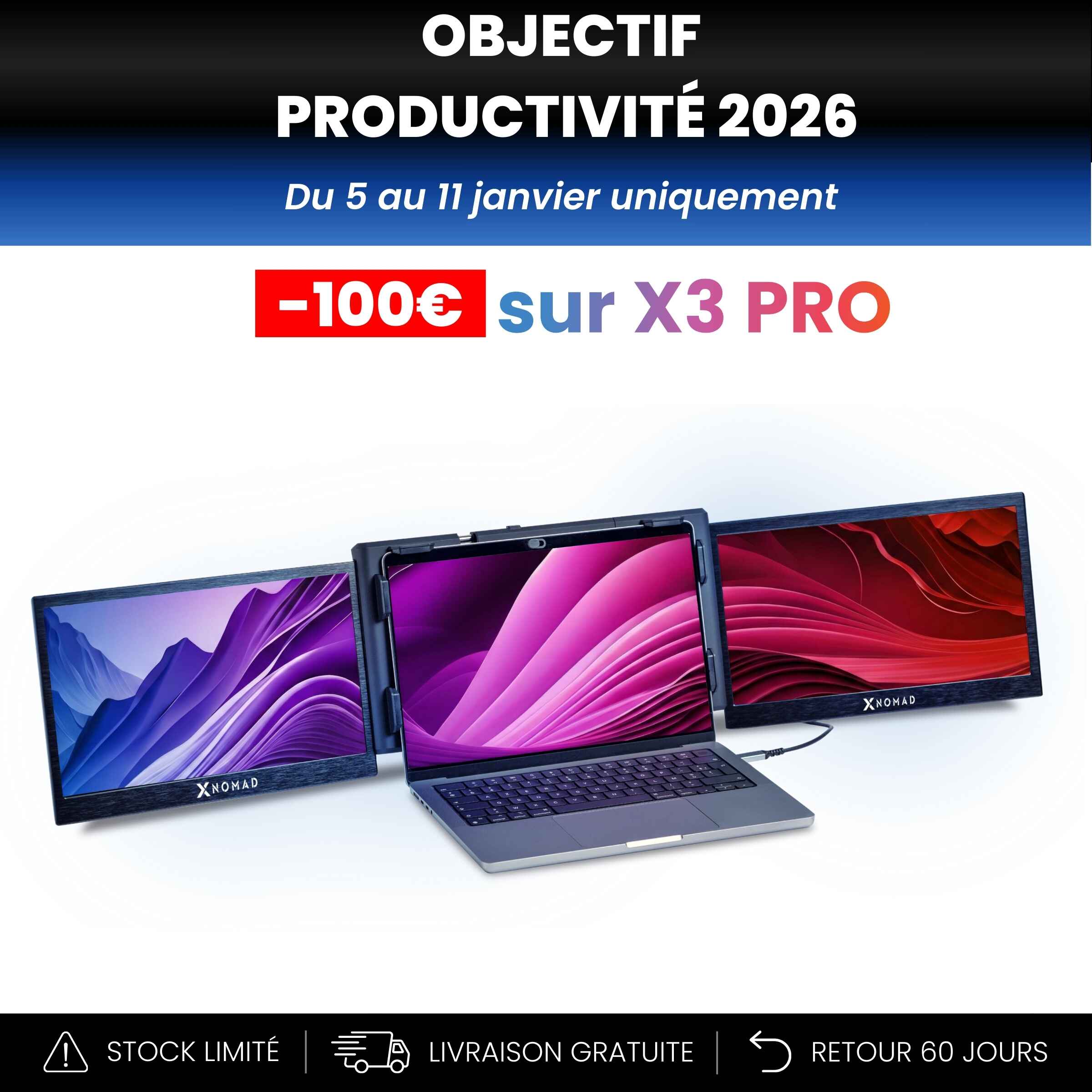 X3 Pro® Tragbarer Doppelbildschirm 13,3" – Komfort & Produktivität