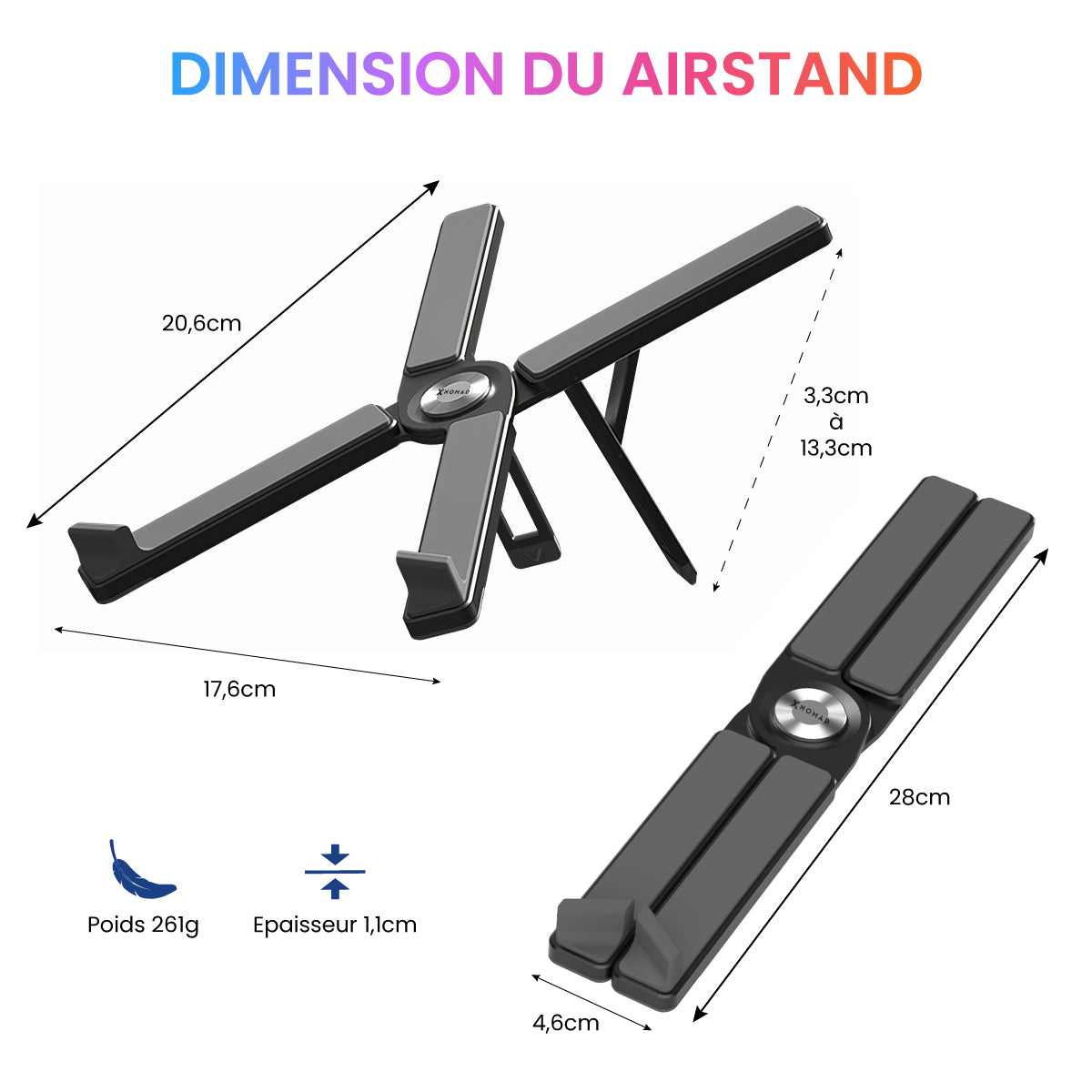 Airstand® Support ordinateur portable aluminium pliable - MacBook & PC de  10 à 16" - 7 positions - Confort optimal