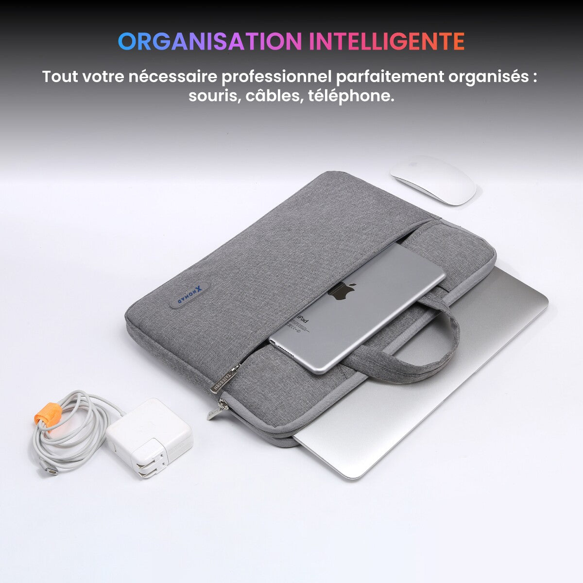 Housse Ordinateur Portable 14-17" - Protection Antichoc Renforcée, Matière Déperlante, 3 Poches Rangement, Intérieur Ultra-Doux