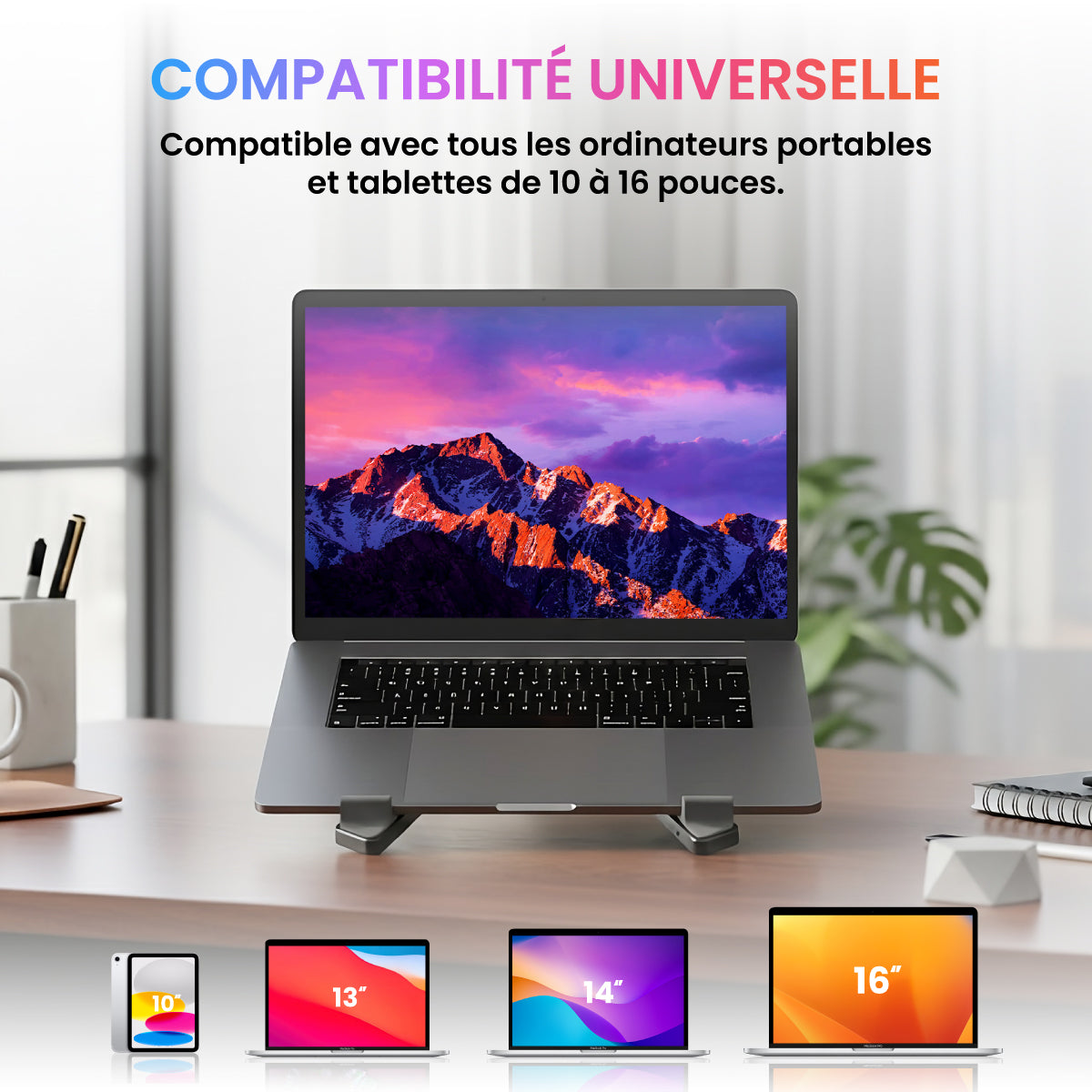 Airstand® Support ordinateur portable aluminium pliable - MacBook & PC de  10 à 16" - 7 positions - Confort optimal
