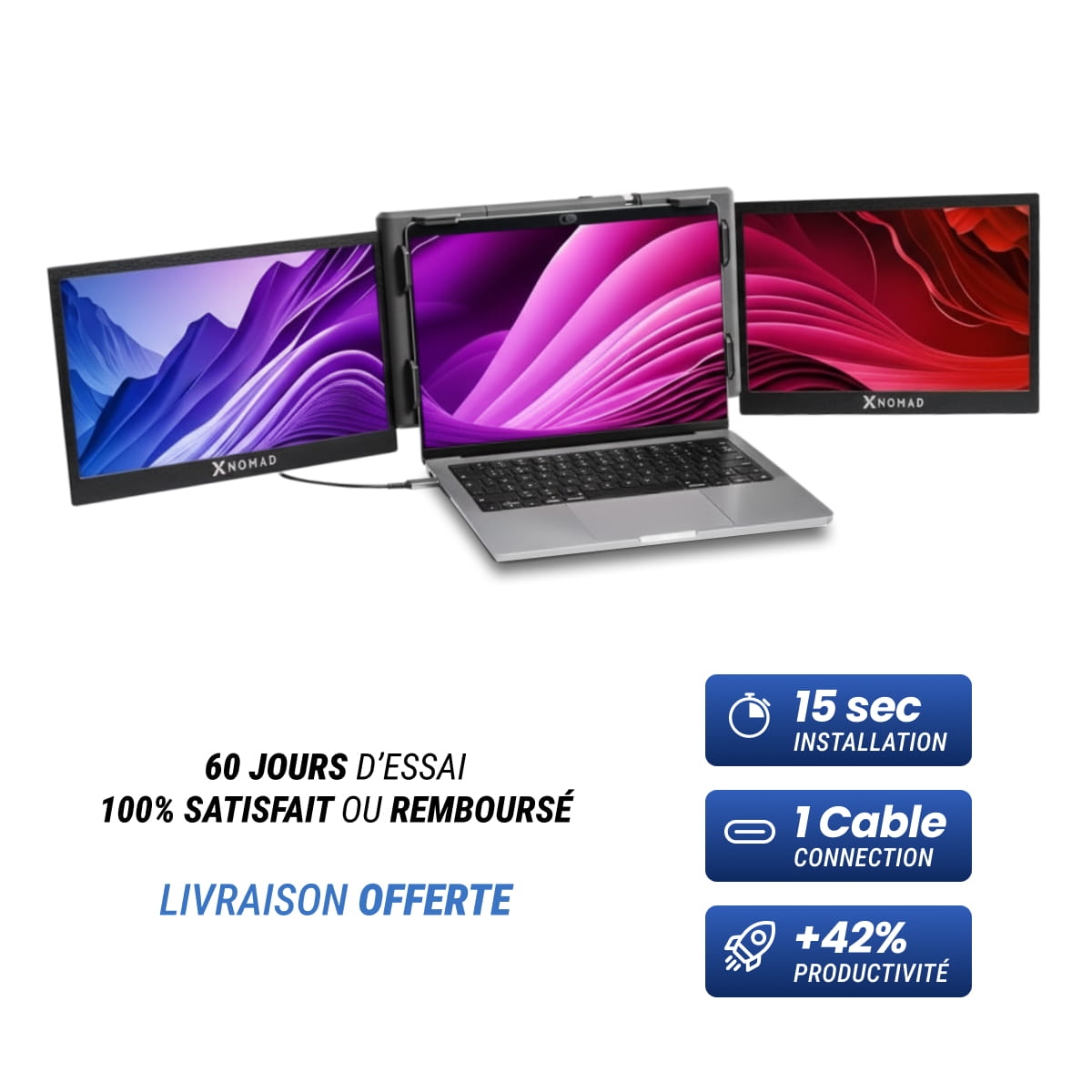 X3 Pro® Double Écran Portable 13,3" - Confort & Productivité.