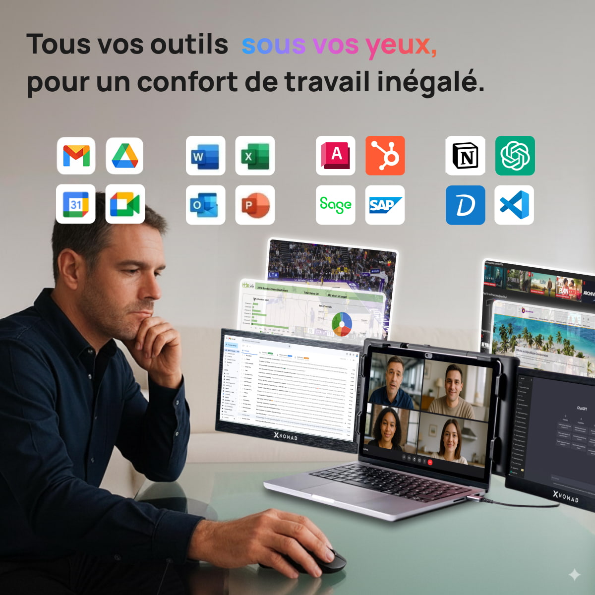 X3 Pro® Double Écran Portable 13,3" - Confort & Productivité.